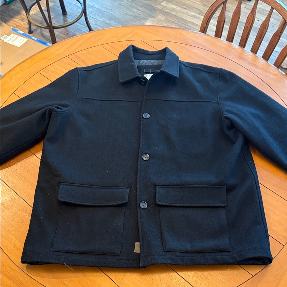 Old Navy Men's Black wool blend button front chore jacket or shirt jacket xxl
